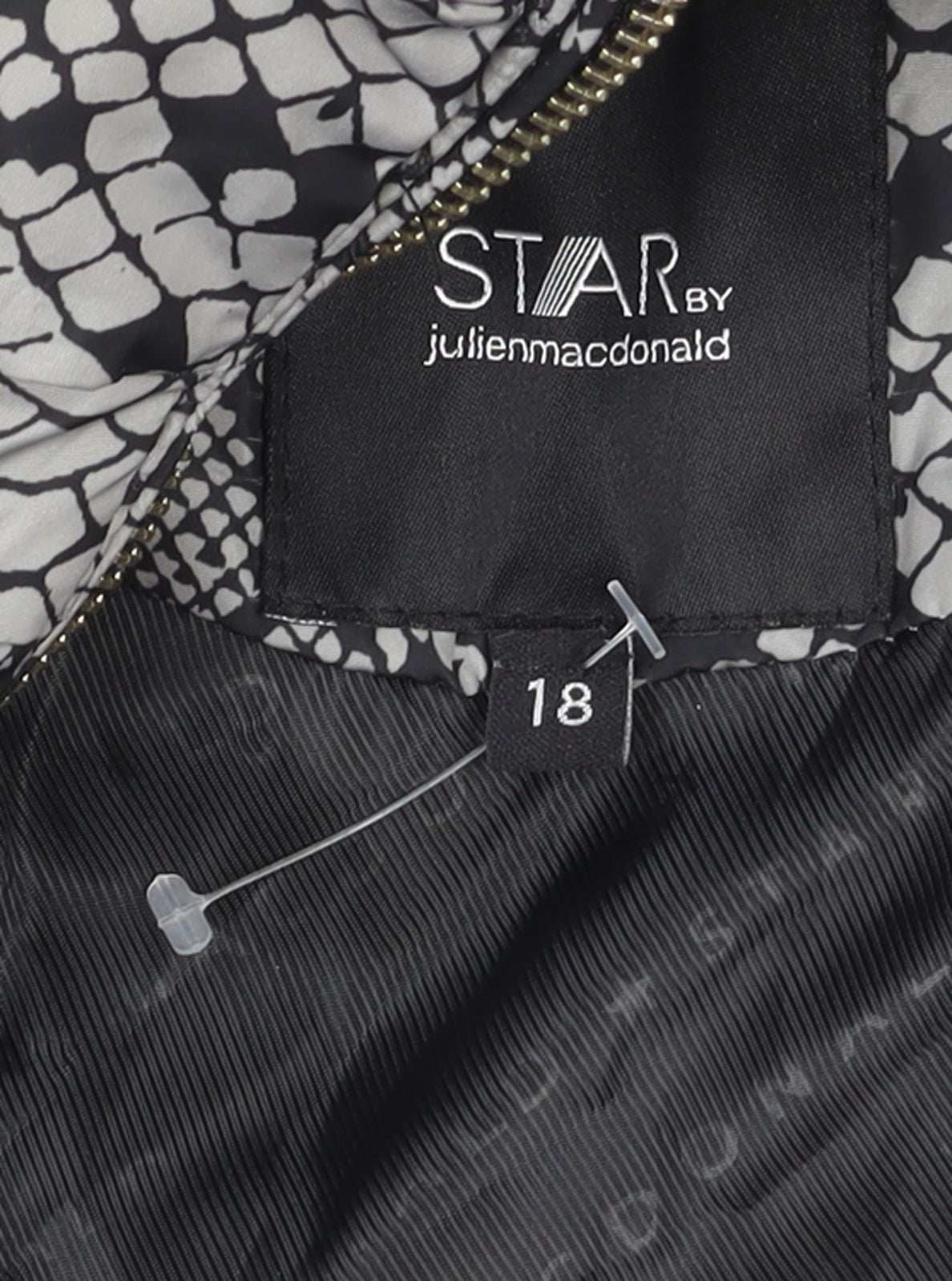 Star by Julien Macdonald Women's Grey Animal Print Puffer Jacket Size 18