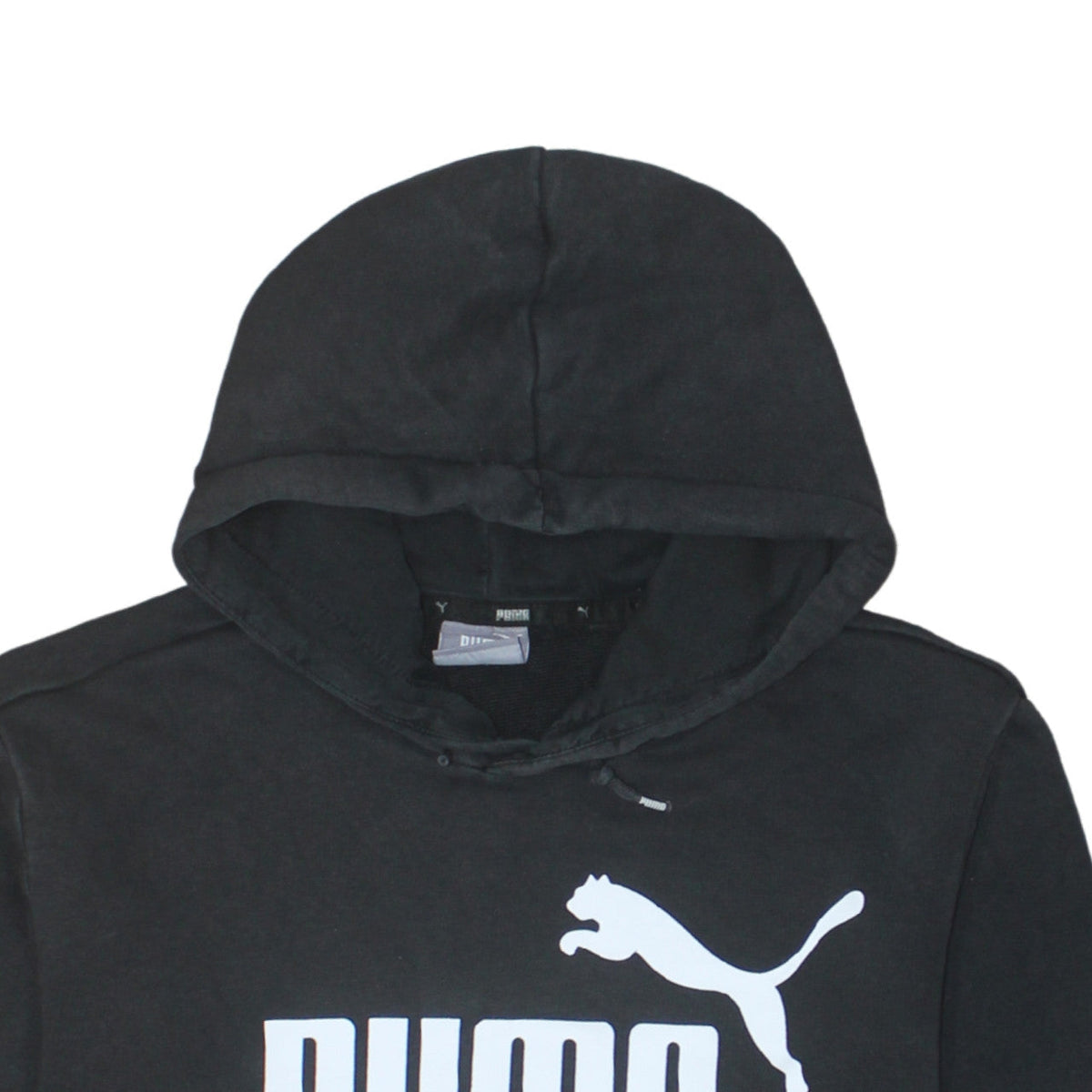 Puma Men's Black Small Pullover Hoodie with Logo Print