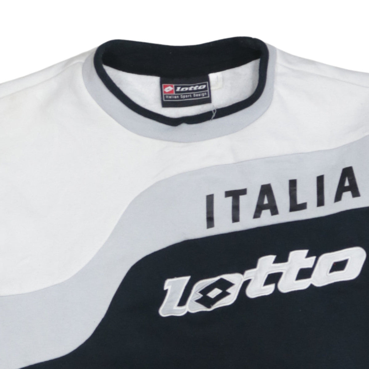 Lotto Men Black & White Italian Sport Design Graphic Pullover Sweatshirt L