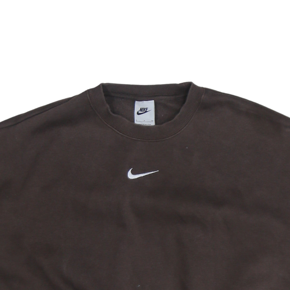 Nike Women Brown Small Pullover Sweatshirt Cotton Blend Crew Neck
