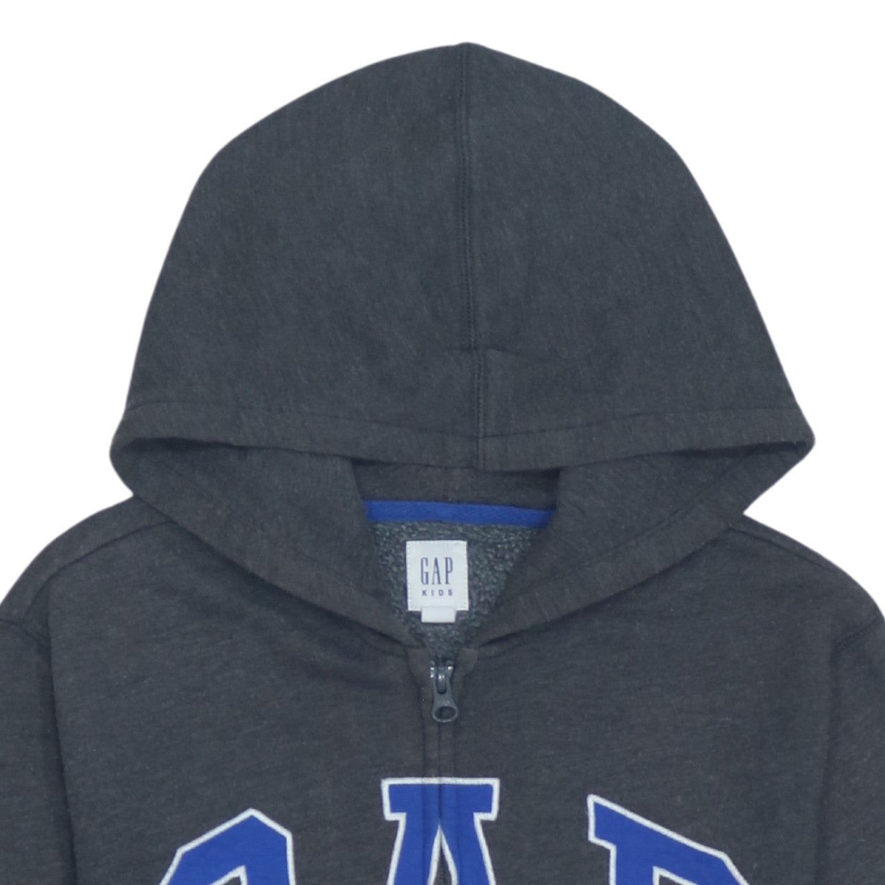 GAP Boys Grey Full Zip Hoodie Size 12 Years Fleece Cotton Logo Zip