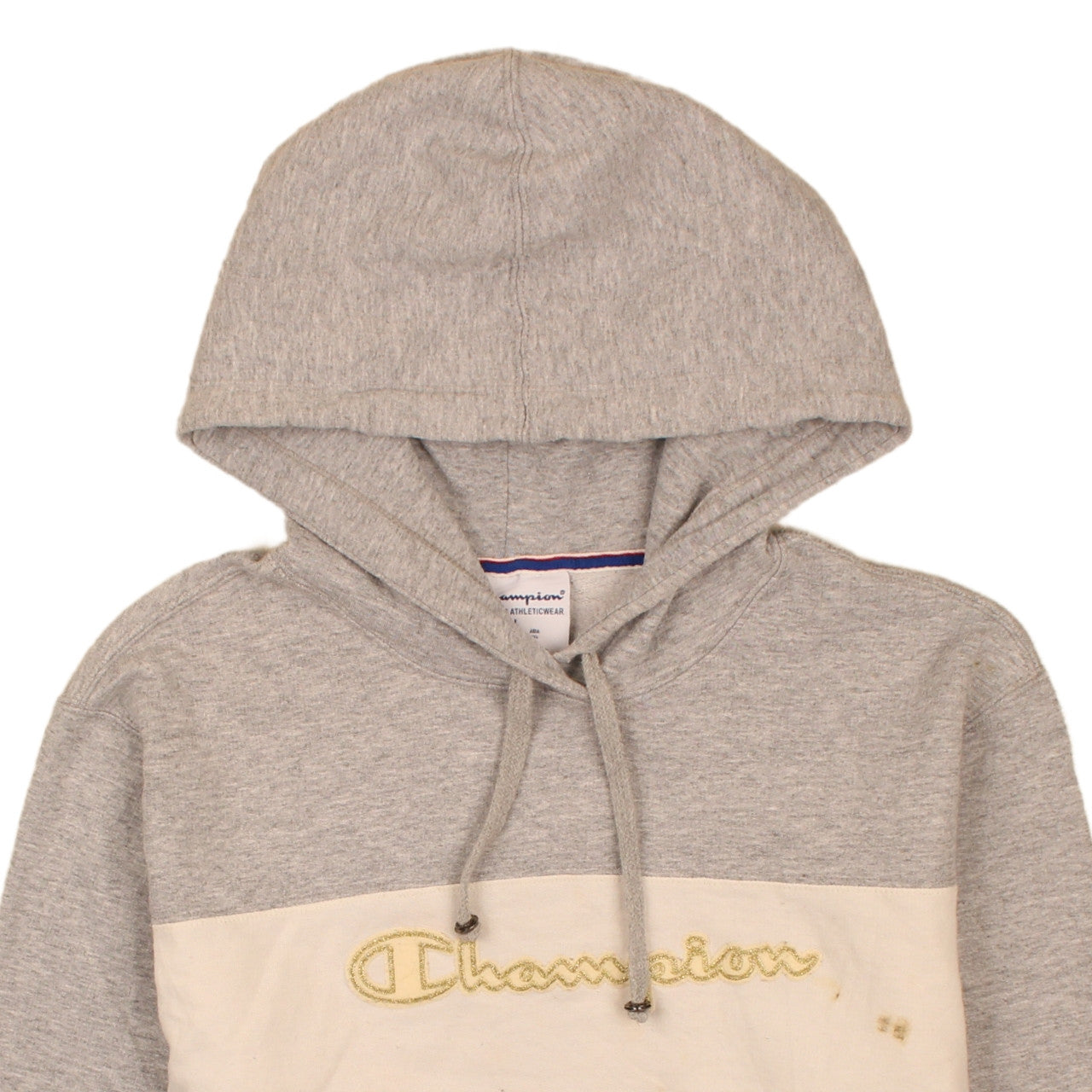 Champion Women's Grey Beige Pink Colourblock Pullover Hoodie L