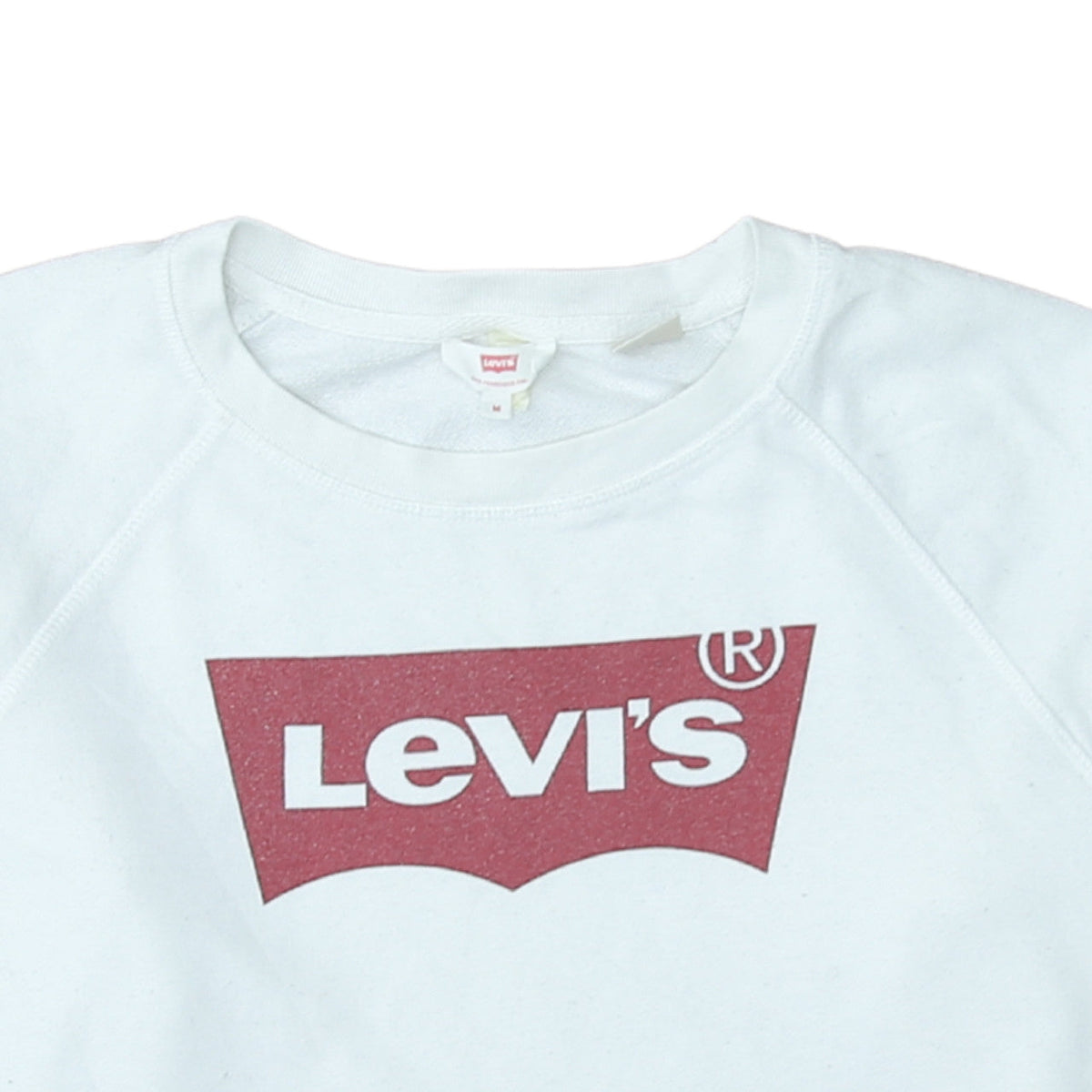 Levi's Women White Logo Crew Neck Pullover Sweatshirt Size M