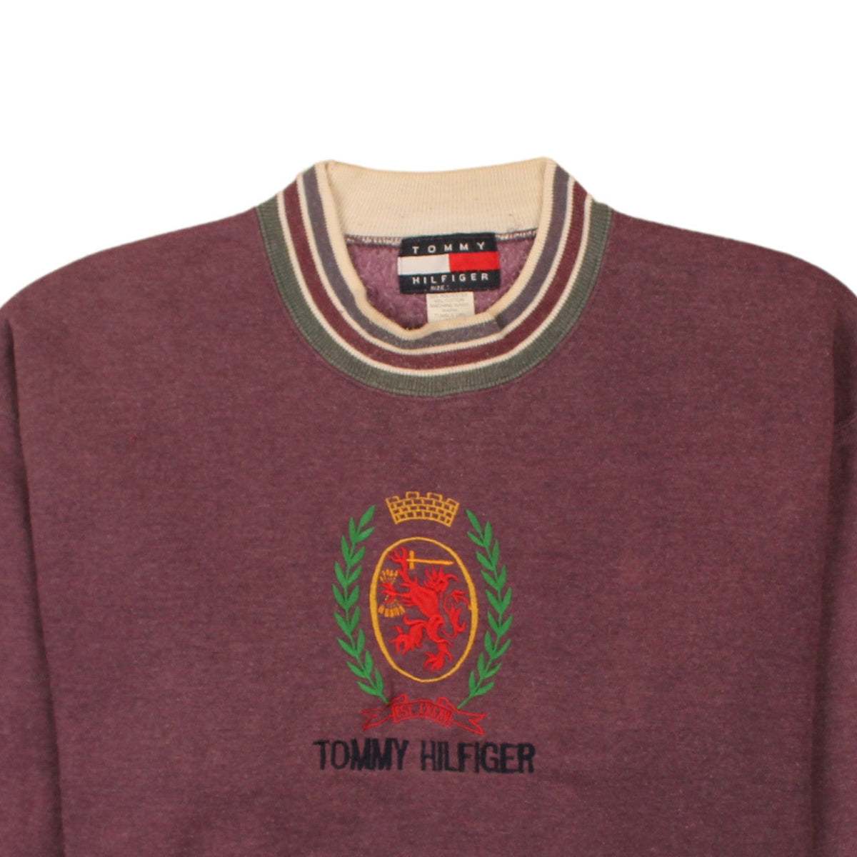 Tommy Hilfiger Women Burgundy XL Crew Neck Embroidered Sweatshirt