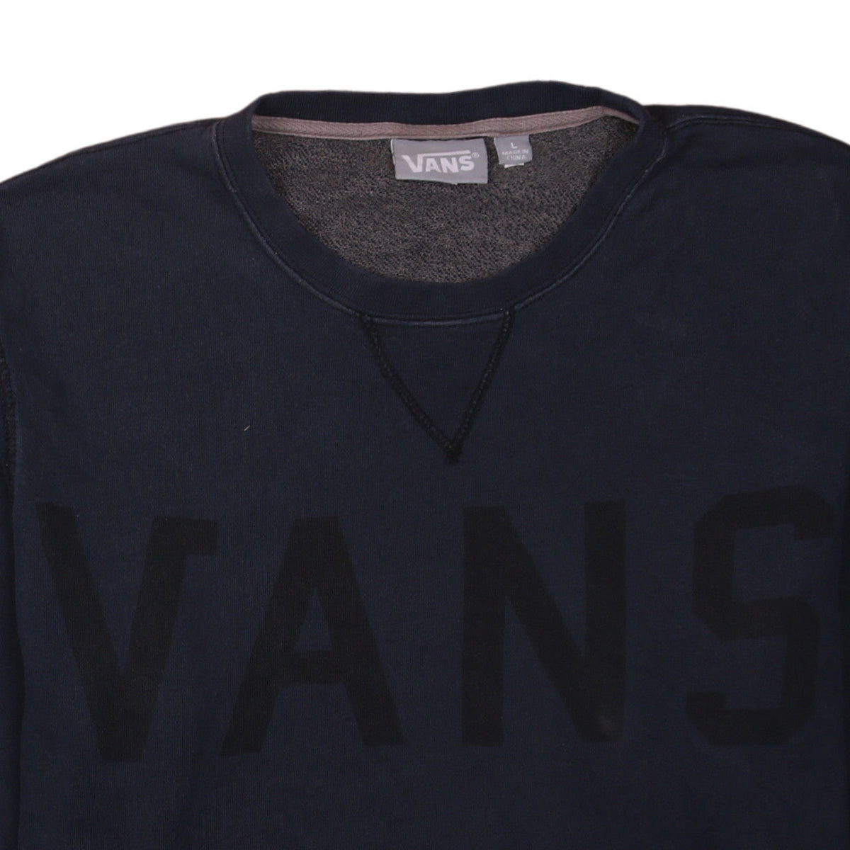 Vans Mens Blue Logo Crew Neck Pullover Sweatshirt Size L