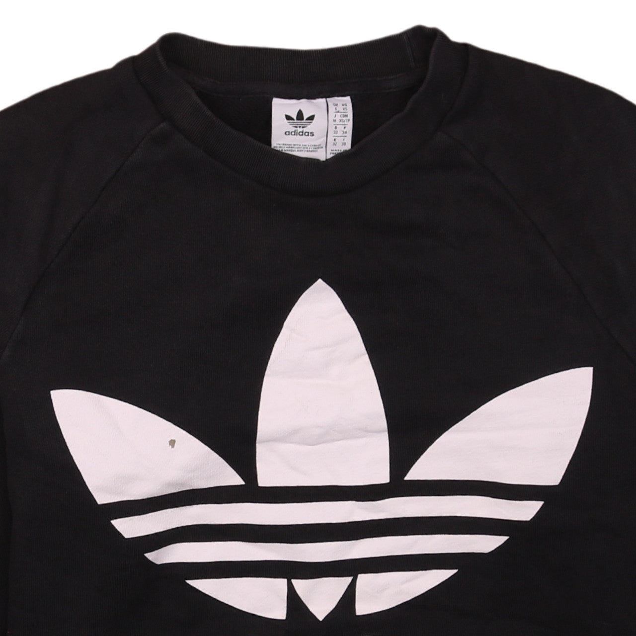 Adidas Womens Black XS Pullover Sweatshirt with Logo Print