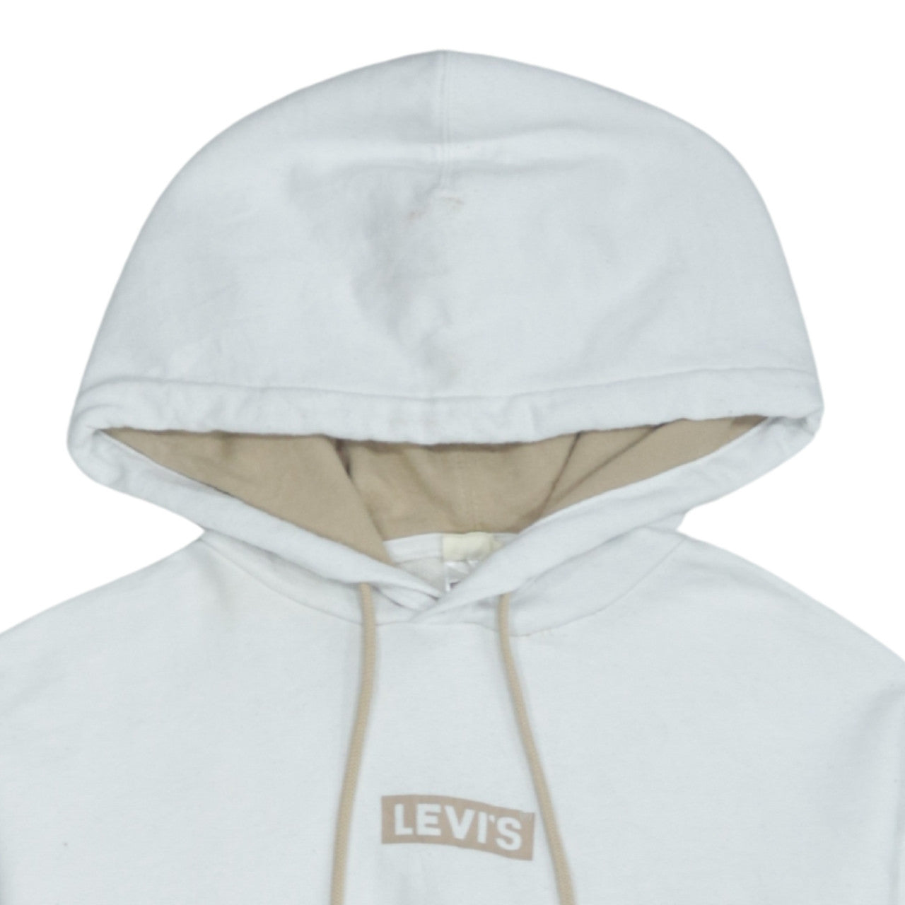 Levi's Womens White XS Pullover Hoodie Logo Front Cotton Blend