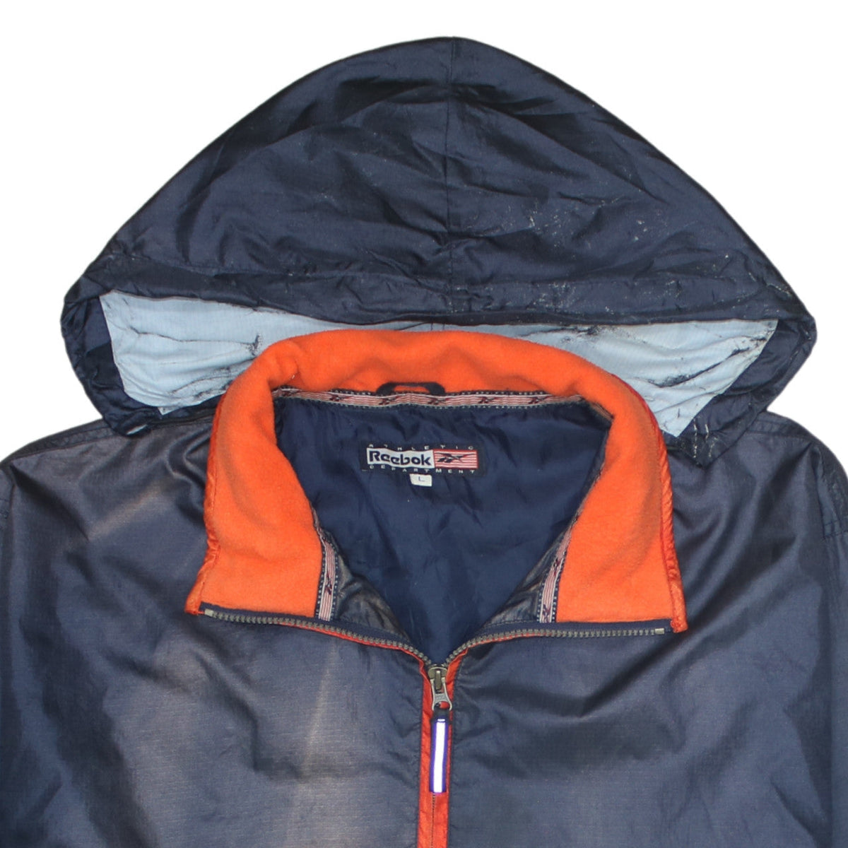 Reebok Men's Blue Orange Hooded Anorak Jacket L Retro 90s Sports Style