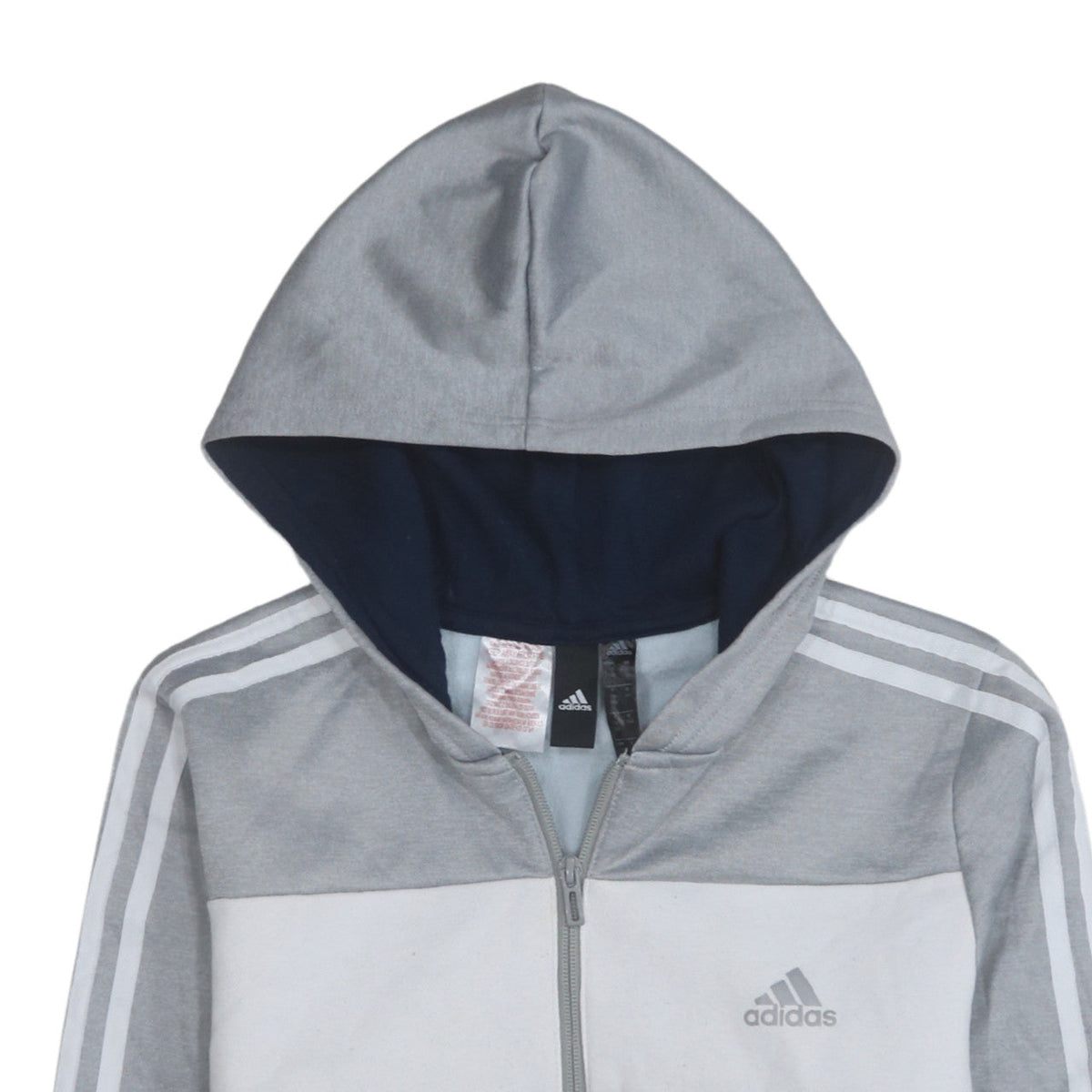Adidas Boys Grey Colourblock 1/2 Zip Hoodie Sweatshirt Size 13-14 Years