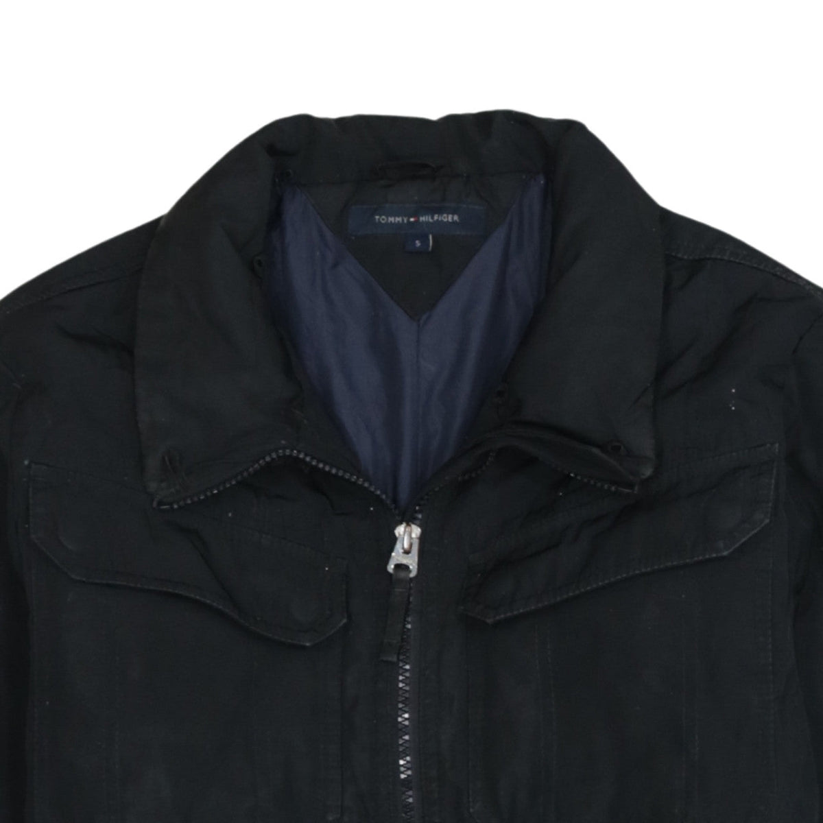 Tommy Hilfiger Men's Black Bomber Jacket S Classic Full Zip Cotton Blend