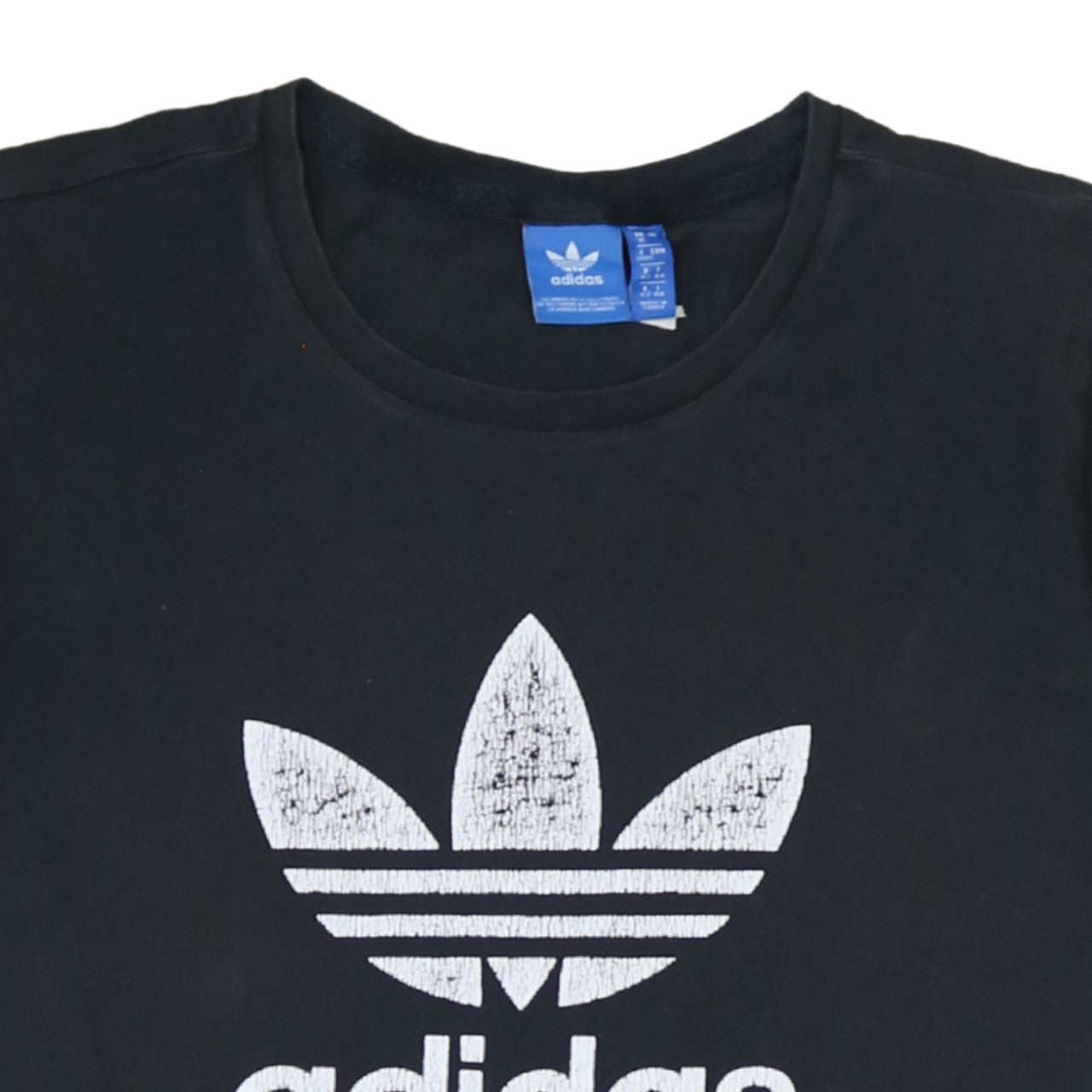 Adidas Womens Black Cotton Short Sleeve Trefoil Logo T-Shirt Size 16