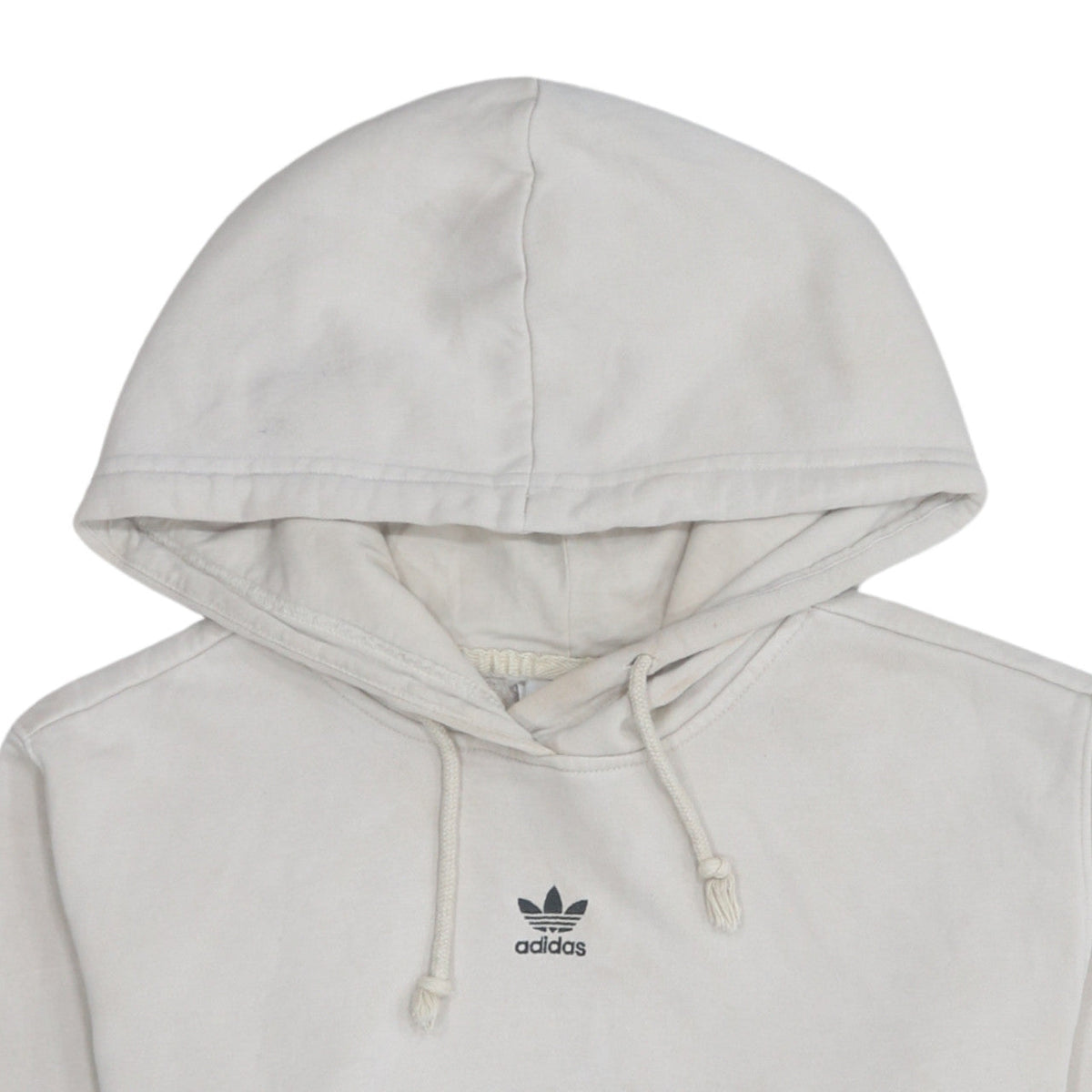 Adidas Women Beige Small Pullover Hoodie Cotton Blend Casual