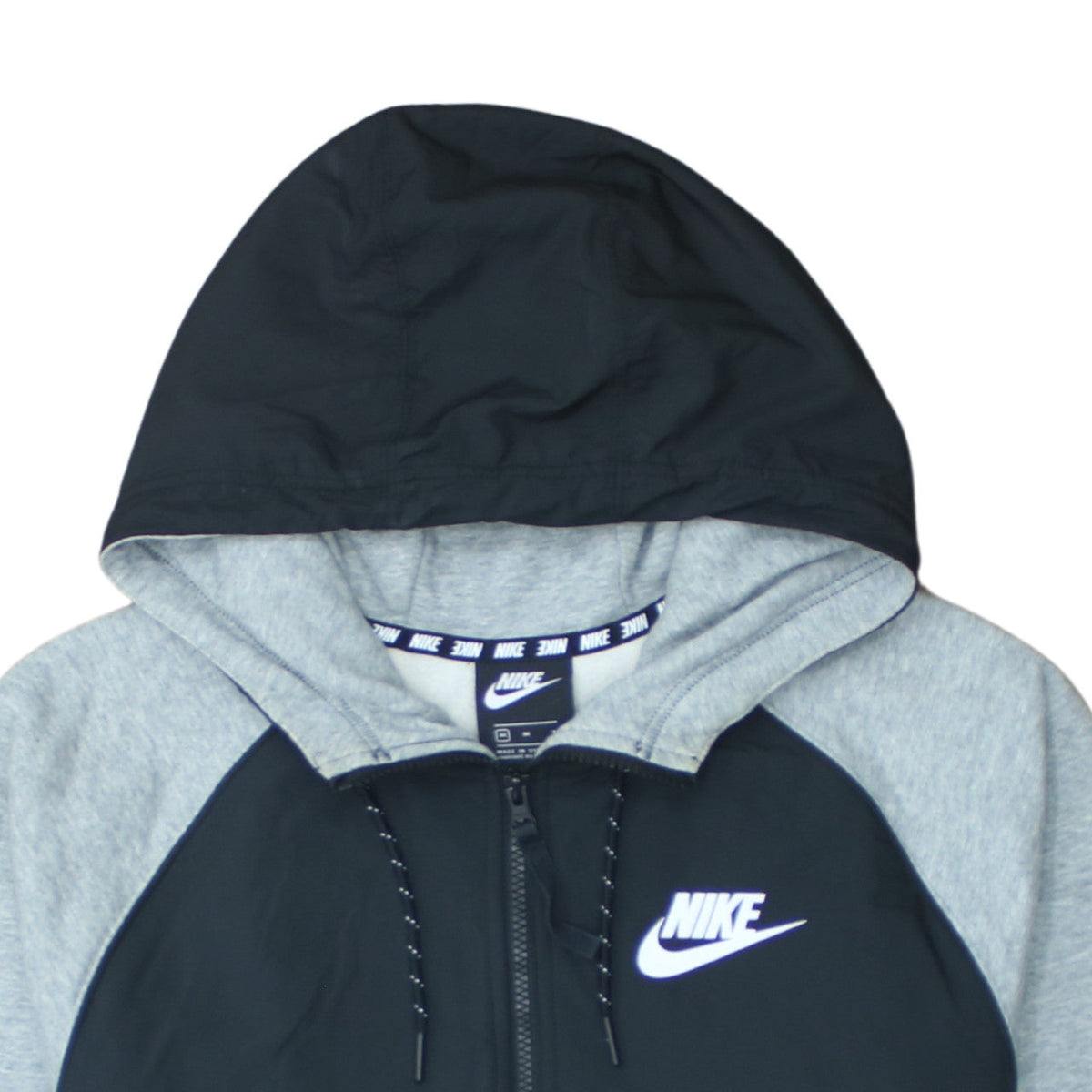 Nike Men's Grey Full Zip Hoodie M Regular Fit Logo Sportswear