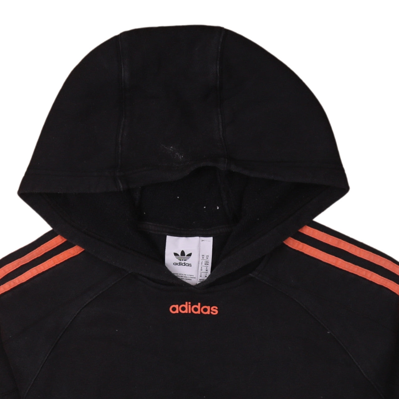 Adidas Womens Black Orange Striped Pullover Hoodie Size M