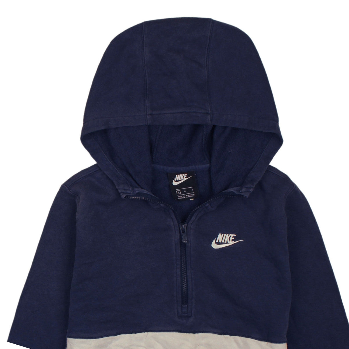 Nike Boys Blue Colourblock Fleece 1/4 Zip Hoodie Size L