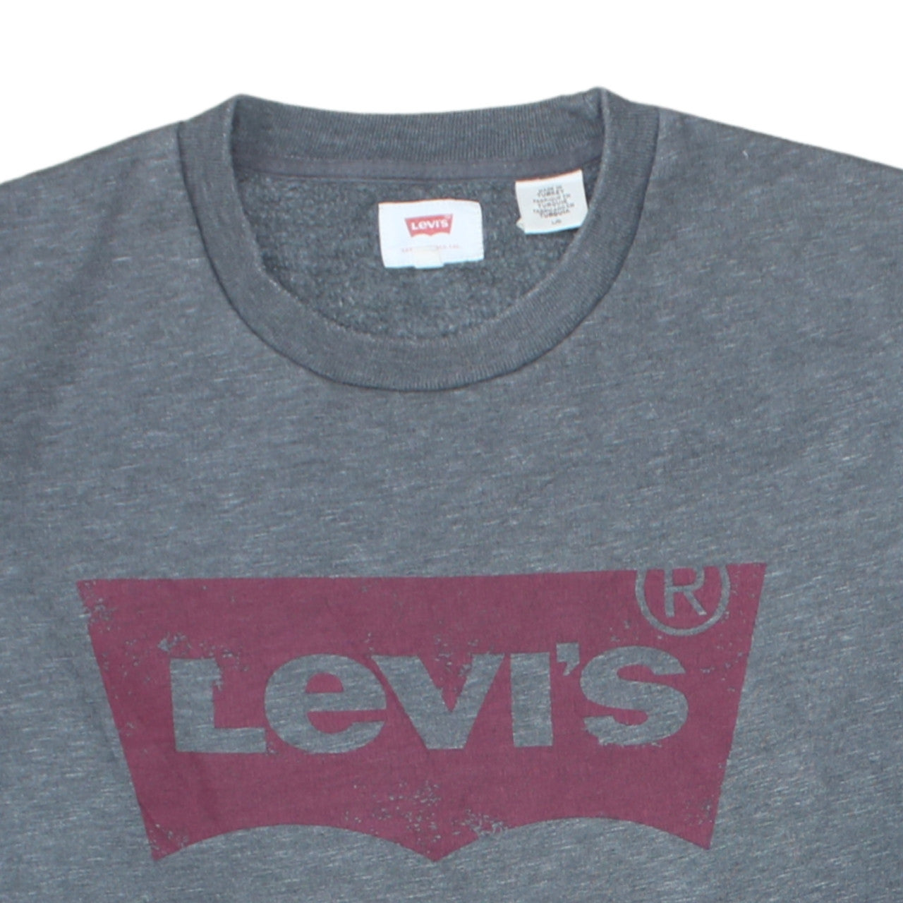 Levi's Men's Grey Logo Crew Neck Pullover Sweatshirt Size L