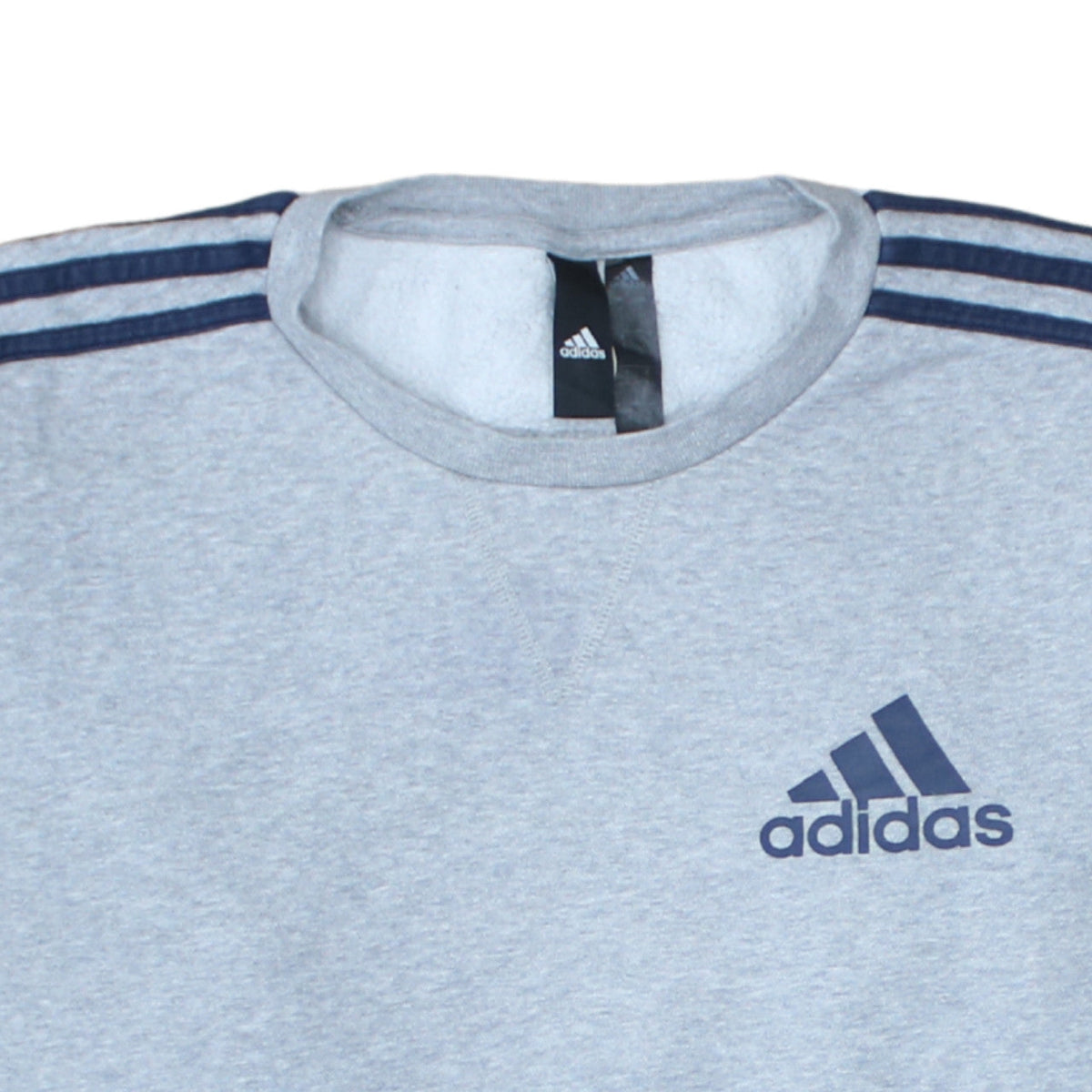 adidas Men Grey Crew Neck Pullover Sweatshirt S Regular Fit Sports Fleece