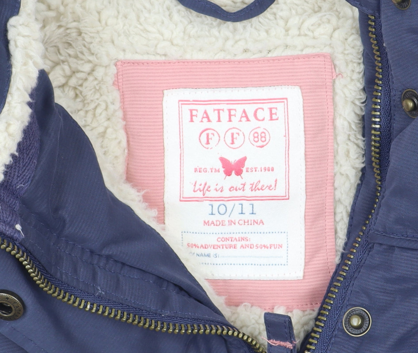 FatFace Girls Blue Hooded Faux Fur Puffer Waistcoat 10-11 Years