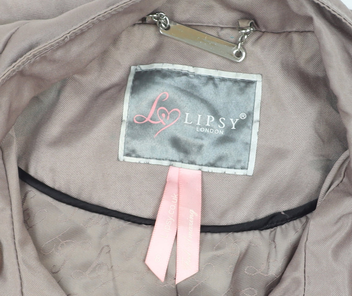 Lipsy Women’s Beige Double Breasted Trench Coat UK Regular Fit