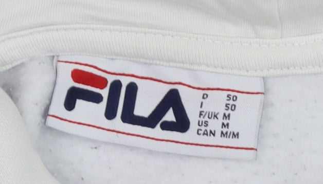 FILA Men's White Colour Block Hoodie Size M Pullover Fleece