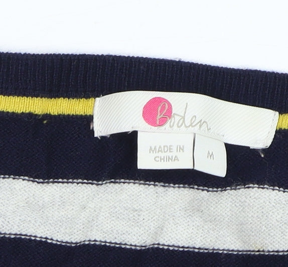 Boden Women Multicoloured Striped Wool Cotton Crew Neck Jumper Size M