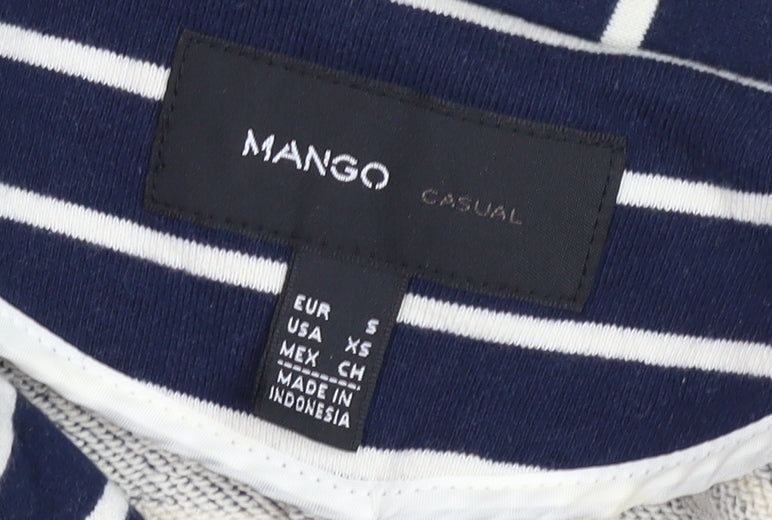 Mango Women Blue Striped Cotton Blazer Size 8 Casual Jacket