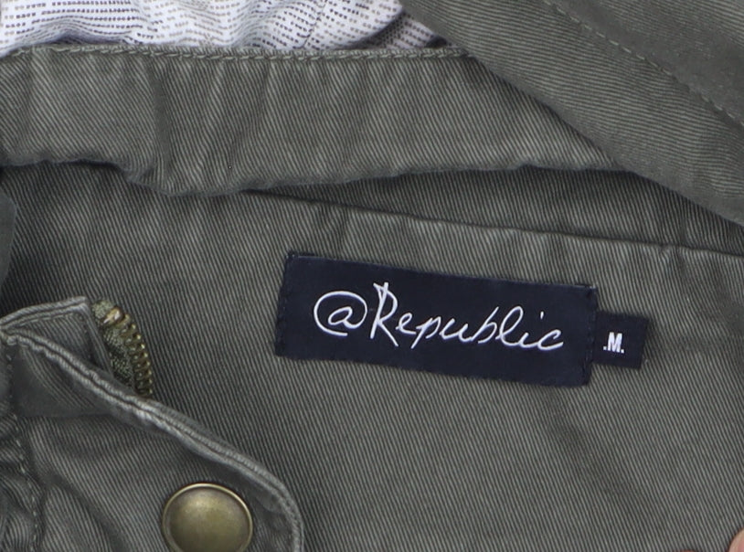 @Republic Men's Green Cotton Hooded Parka Jacket M