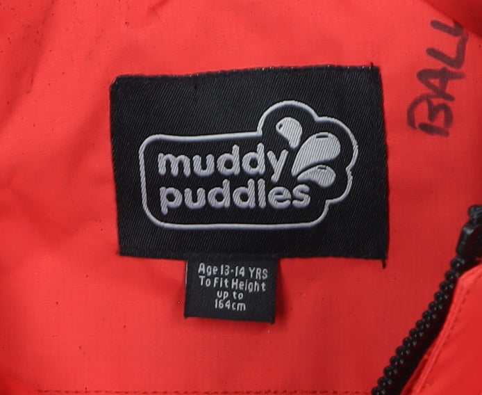 Muddy Puddles Boys Red Waterproof Hooded Ski Jacket 13-14 Years