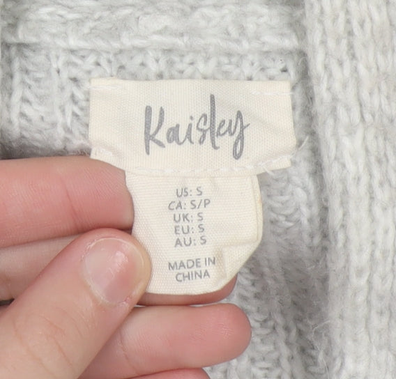Kaisley Women's Grey Chunky-Knit Longline Cardigan Size S