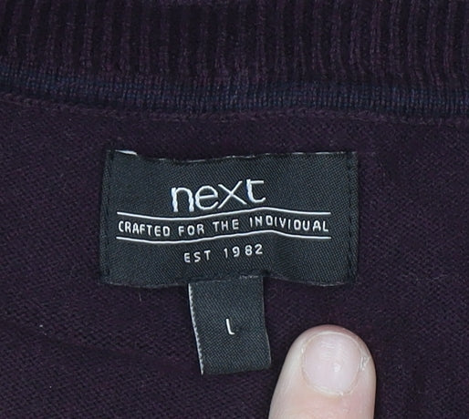 Next Men’s Purple Cotton V-Neck Jumper Size L