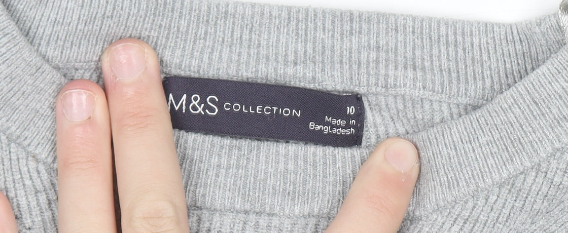 Marks & Spencer Women Grey Crew Neck Long Sleeve Pullover Jumper Size 10