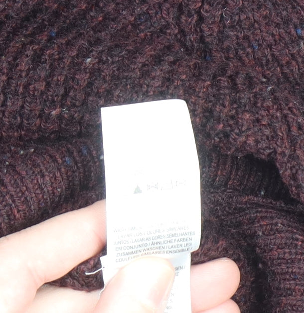Cedar Wood State Men's Brown Chunky Knit Crew Neck Jumper XS