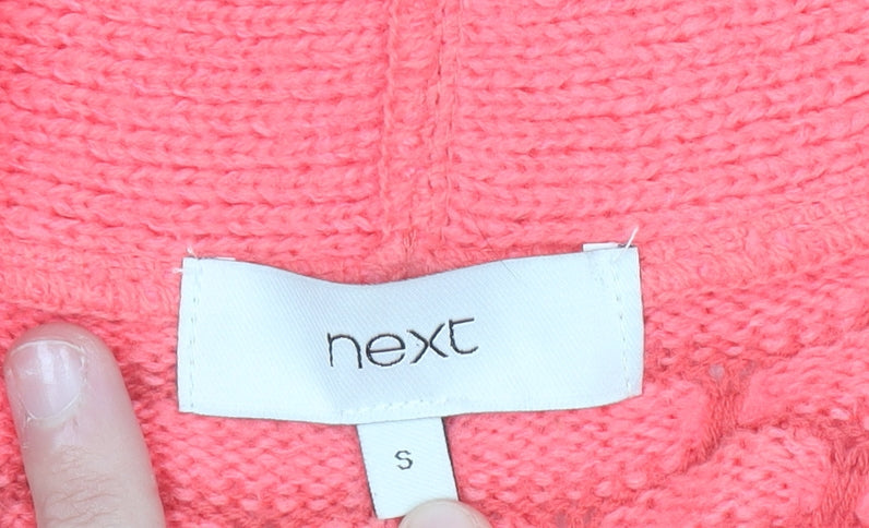 Next Women Pink Chunky Knit Open Cardigan S Relaxed Fit
