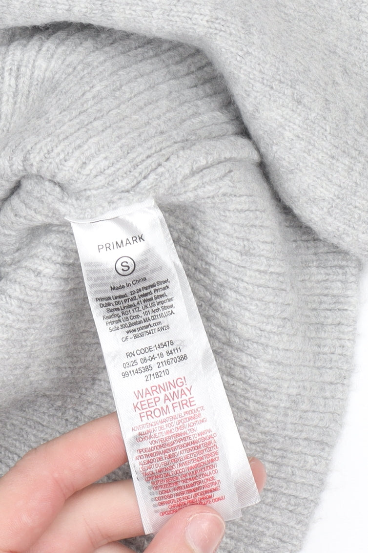 Primark Women's Grey V-Neck Button Cardigan Small