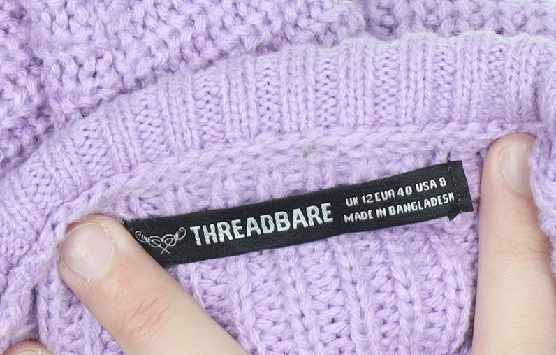 Threadbare Women’s Purple Roll Neck Chunky Knit Jumper Size 12
