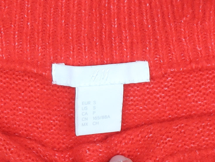 H&M Women Red Cowl Neck Long Sleeve Pullover Jumper Size S