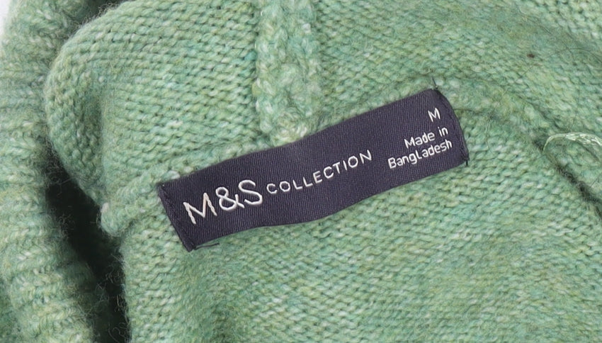 Marks & Spencer Men's Green Knit Pullover Hoodie Size M