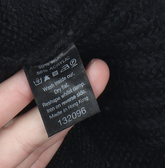 Monsoon Women's Black UK 12 Knit Button Cardigan with Roll Neck
