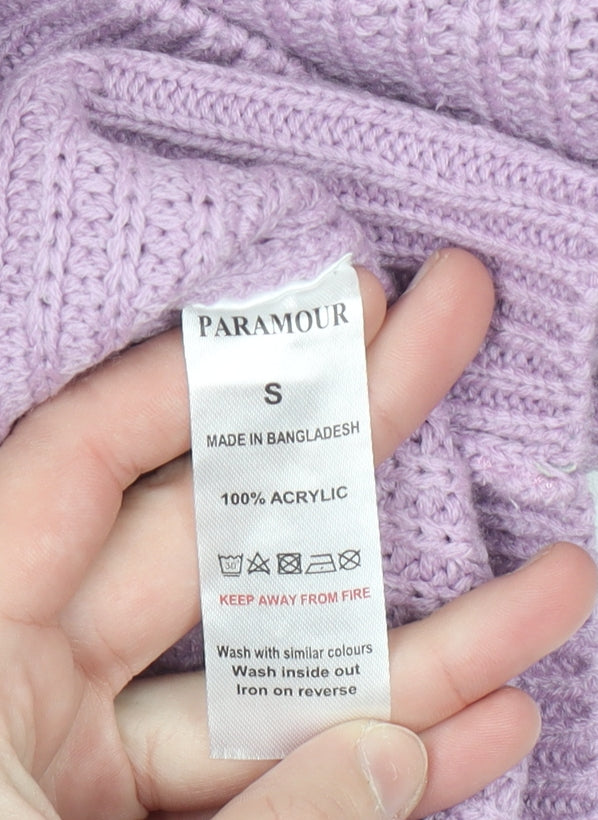 Paramour Women Purple Acrylic Chunky Knit Crew Neck Jumper Size S