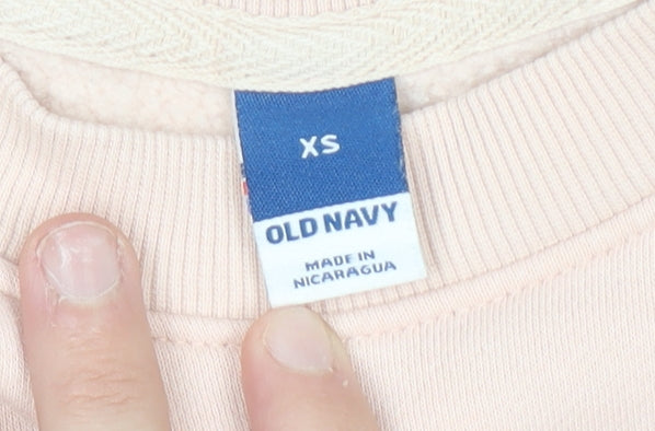 Old Navy Womens Pink XS Pullover Sweatshirt Floral Graphic