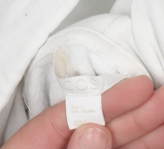 COS Women White Cotton Pullover Hoodie Size 12 Relaxed Fit