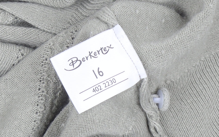 Berkertex Women's Green Collared Knit Jumper Size 16