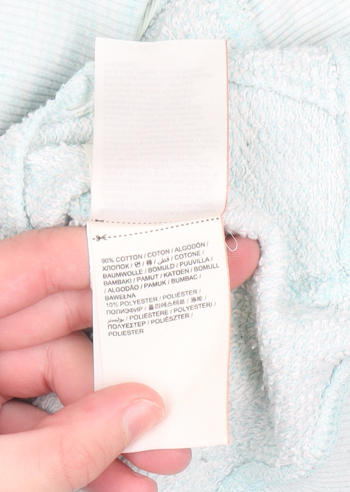 Superdry Women Light Blue Full Zip Hoodie Size L Cotton Blend