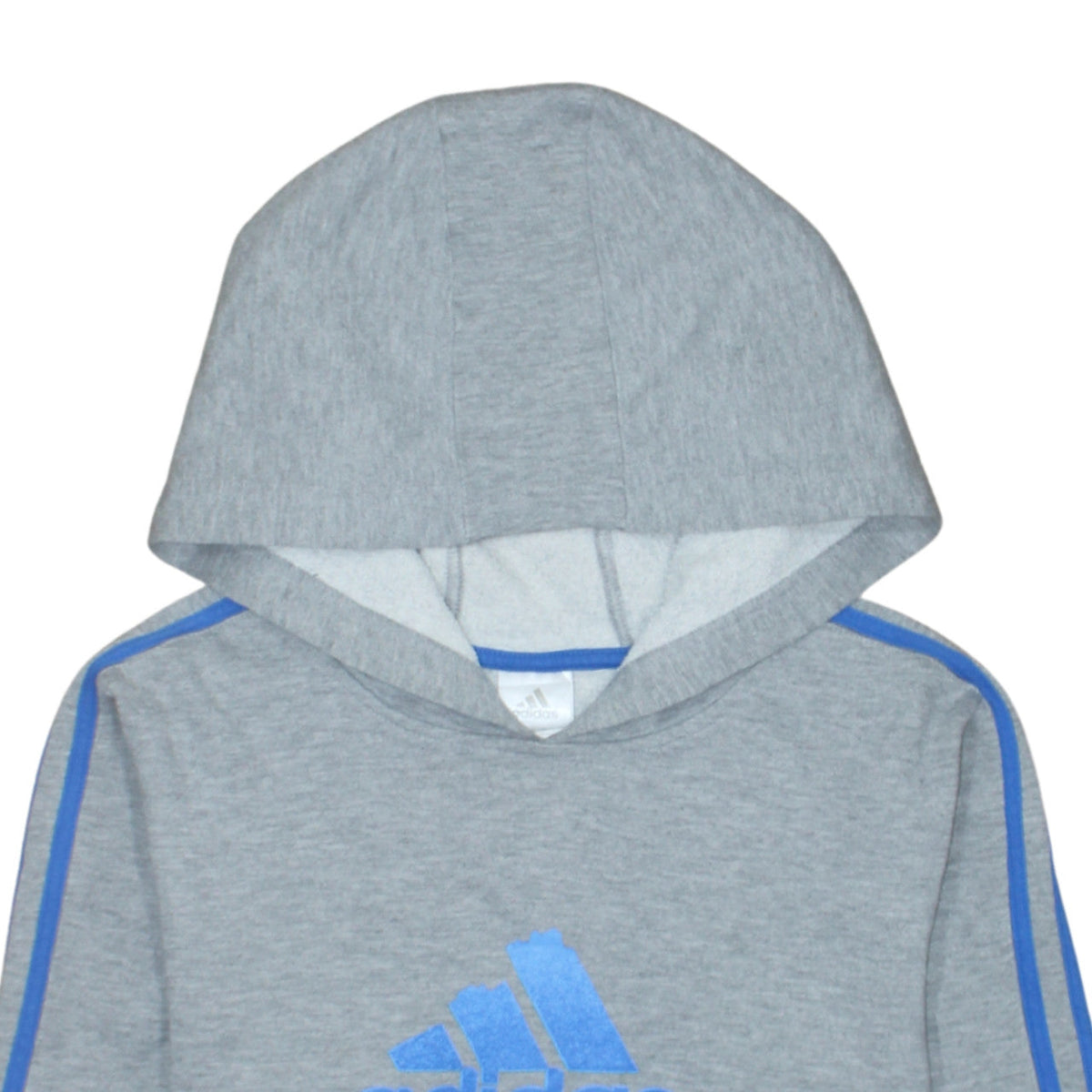 Adidas Boys Grey Pullover Hoodie Size L Sports Graphic Fleece Sweatshirt