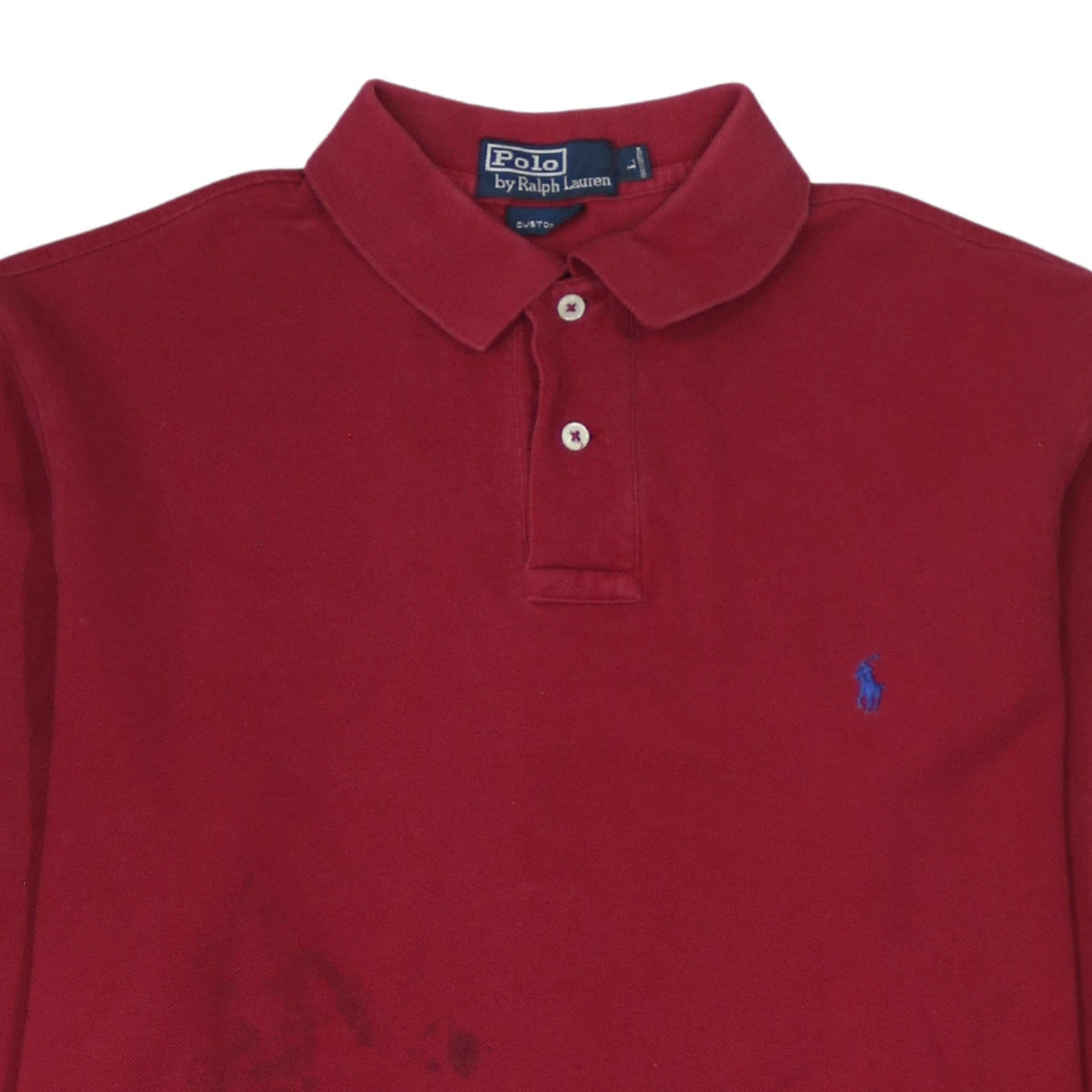 Ralph Lauren Men's Red Long Sleeve Custom Fit Polo Shirt Size L