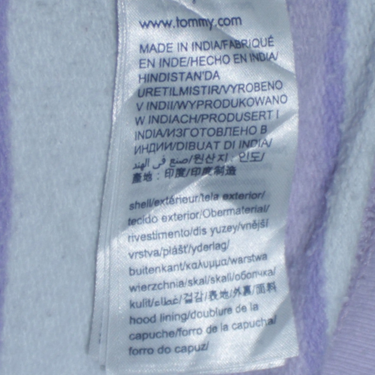 Tommy Jeans Womens Lilac Striped Pullover Hoodie Size L Cotton