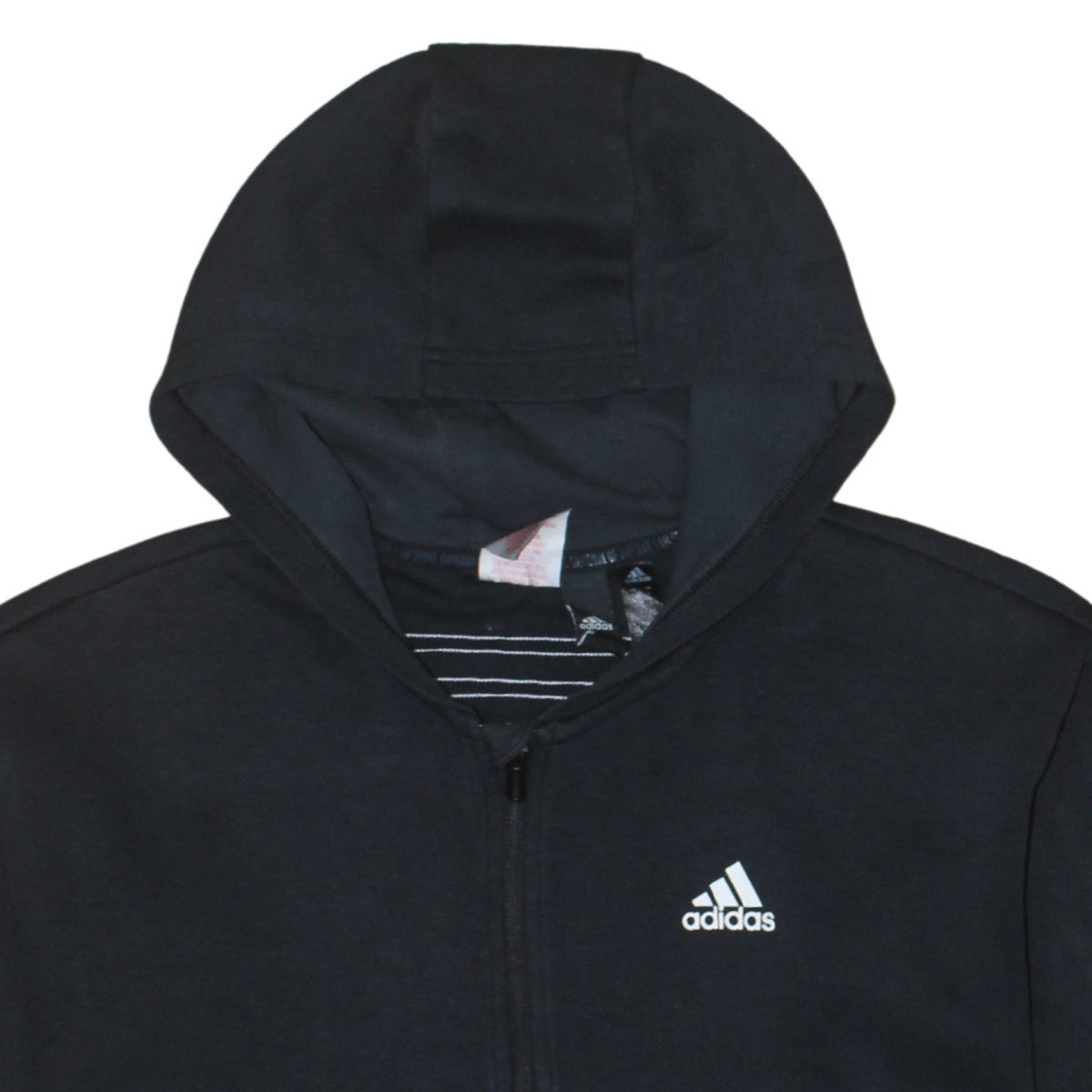 Adidas Teens Black Full Zip Hoodie L Sportswear Logo Sweatshirt