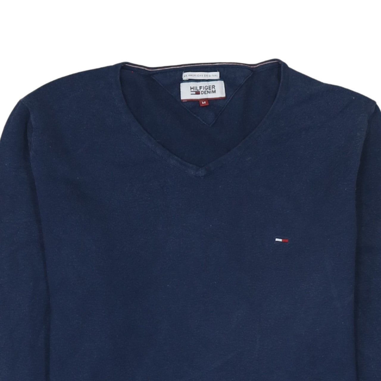Tommy Hilfiger Men’s Blue V-Neck Cotton Pullover Jumper M