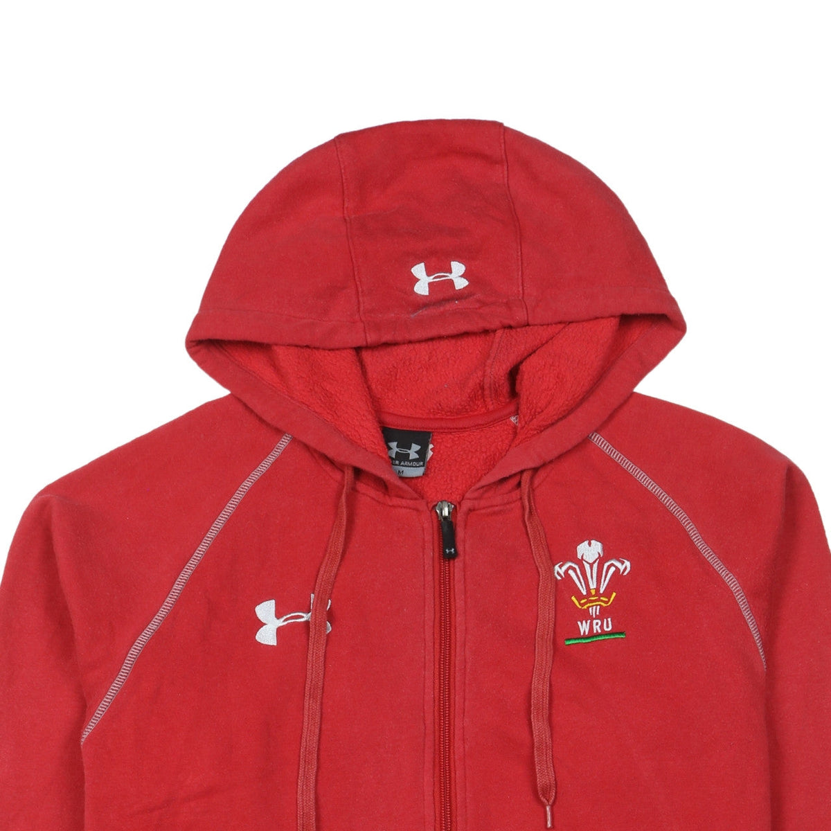 Under Armour Men's Red Full Zip Hoodie Medium WRU Rugby Fleece