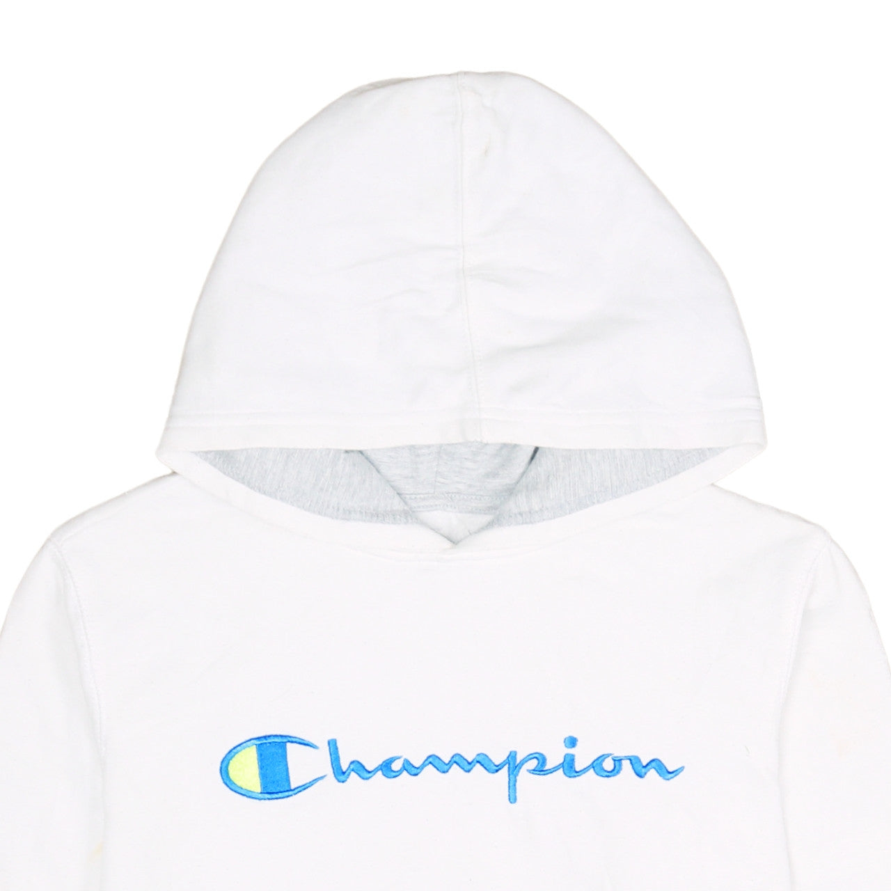 Champion Boys White Pullover Hoodie Size L Embroidered Logo Cotton Blend